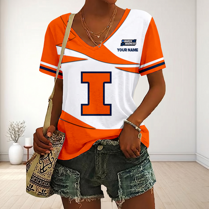 LIMITED DROP - NEW CUSTOMIZED | NCAA MAM15 IFI IL FIGHTING ILLINI V-NECK FEMALE SHIRT