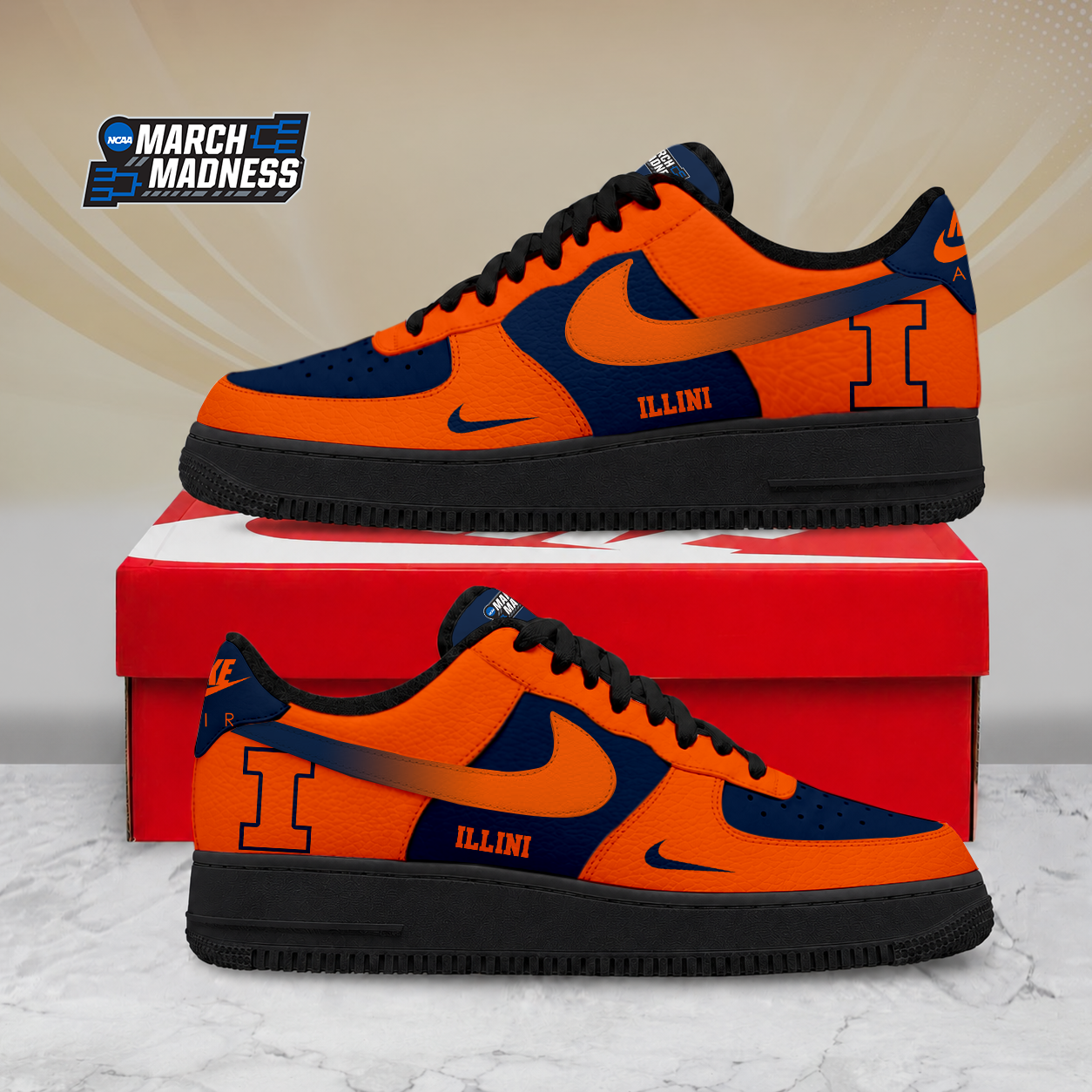 SPECIAL EDITION - NEW CUSTOMIZED NCAA MAM15 IFI ILLINOIS FIGHTING ILLINI AF1 SHOES
