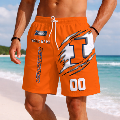 LIMITED EDITION - NEW CUSTOMIZED NCAA MAM15 IFI ILLINOIS FIGHTING ILLINI SHORT PANTS