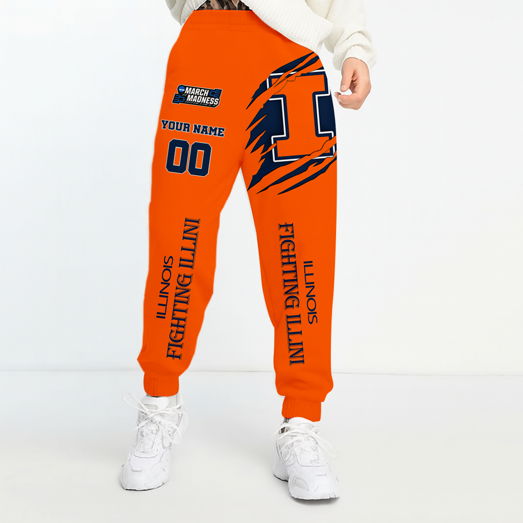 LIMITED EDITION - NEW CUSTOMIZED NCAA FBS15 IFI ILLINOIS FIGHTING ILLINI UNISEX LONG PANTS