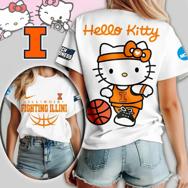 LIMITED EDITION - NEW CUSTOMIZED MAM NCAA15 IFI IL FIGHTING ILLINI HELLO KITTY T-SHIRT, SWEATSHIRT, HOODIE & ZIP HOODIE