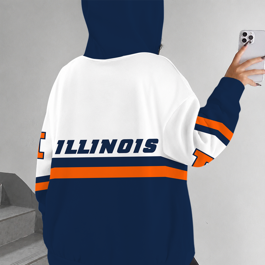 [FAN FAVORITE] NEW CUSTOMIZED NCAA MAM15 IFI ILLINOIS FIGHTING ILLINI STRAPPY ZIP HOODIE