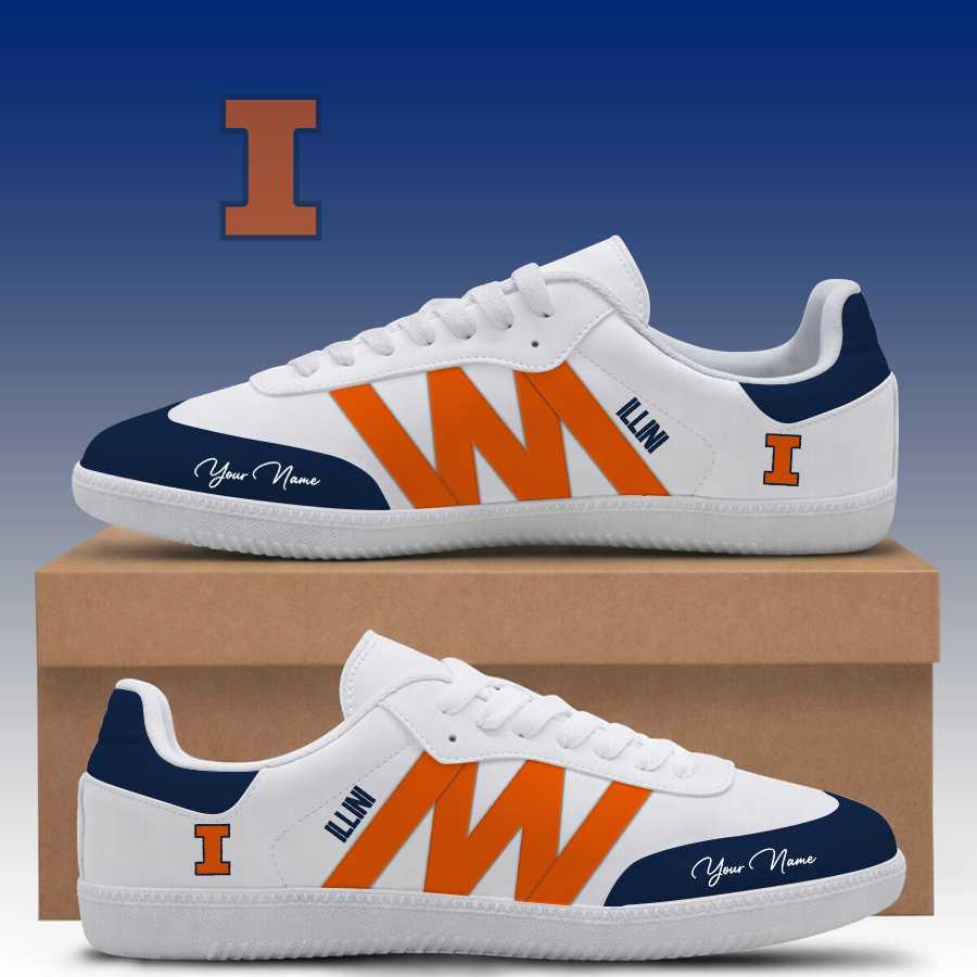[FAN FAVORITE] NEW CUSTOMIZED NCAA MAM15 IFI ILLINOIS FIGHTING ILLINI CLASSIC SNEAKERS