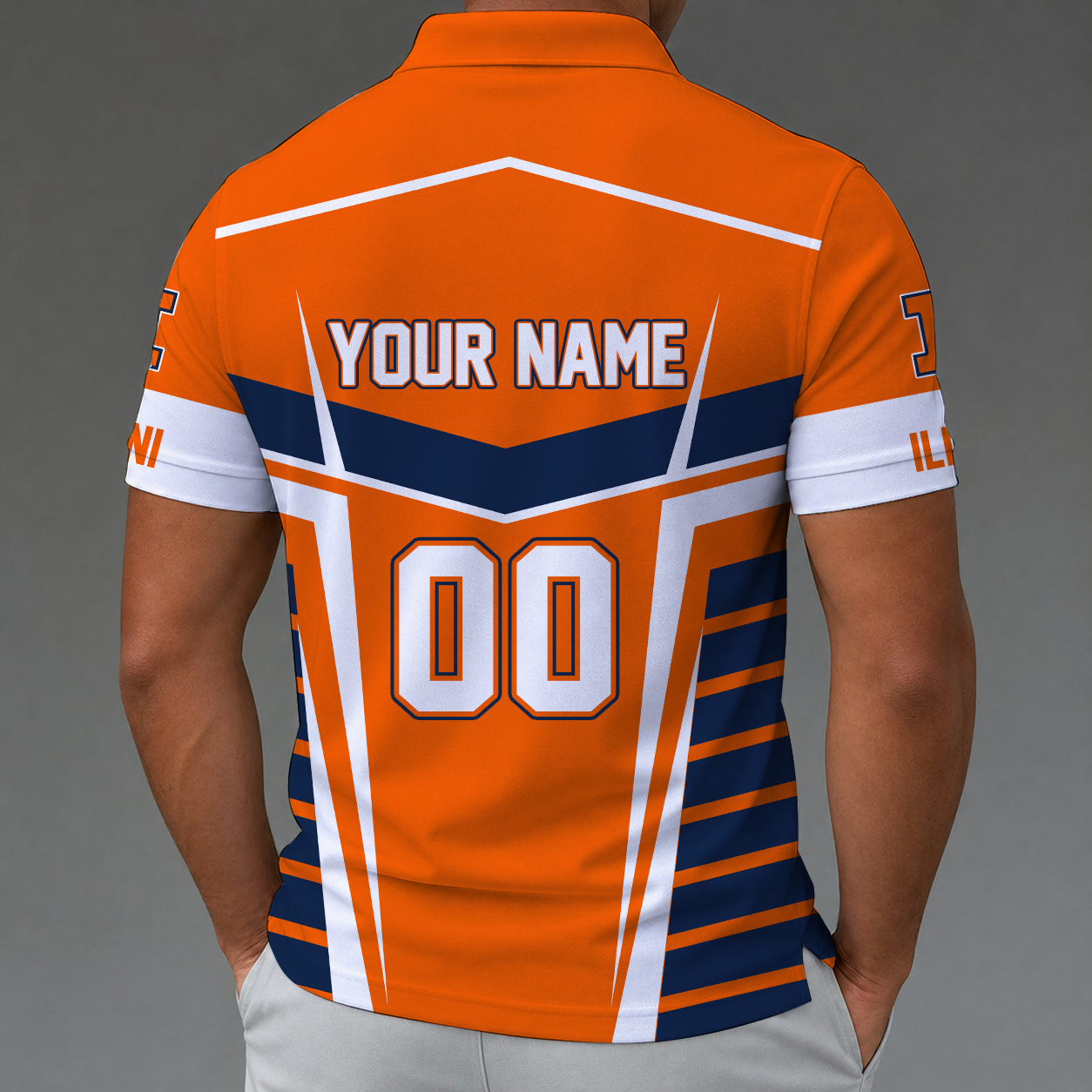 [FAN FAVORITE] NEW CUSTOMIZED NCAA MAM15 IFI ILLINOIS FIGHTING ILLINI STRAPPY POLO SHIRT