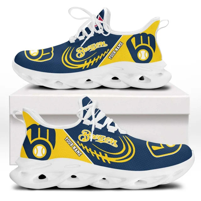 LIMITED EDITION - NEW CUSTOMIZED MLB15 MBS MILWAUKEE BREWERS PREMIUM CLUNKY SNEAKERS
