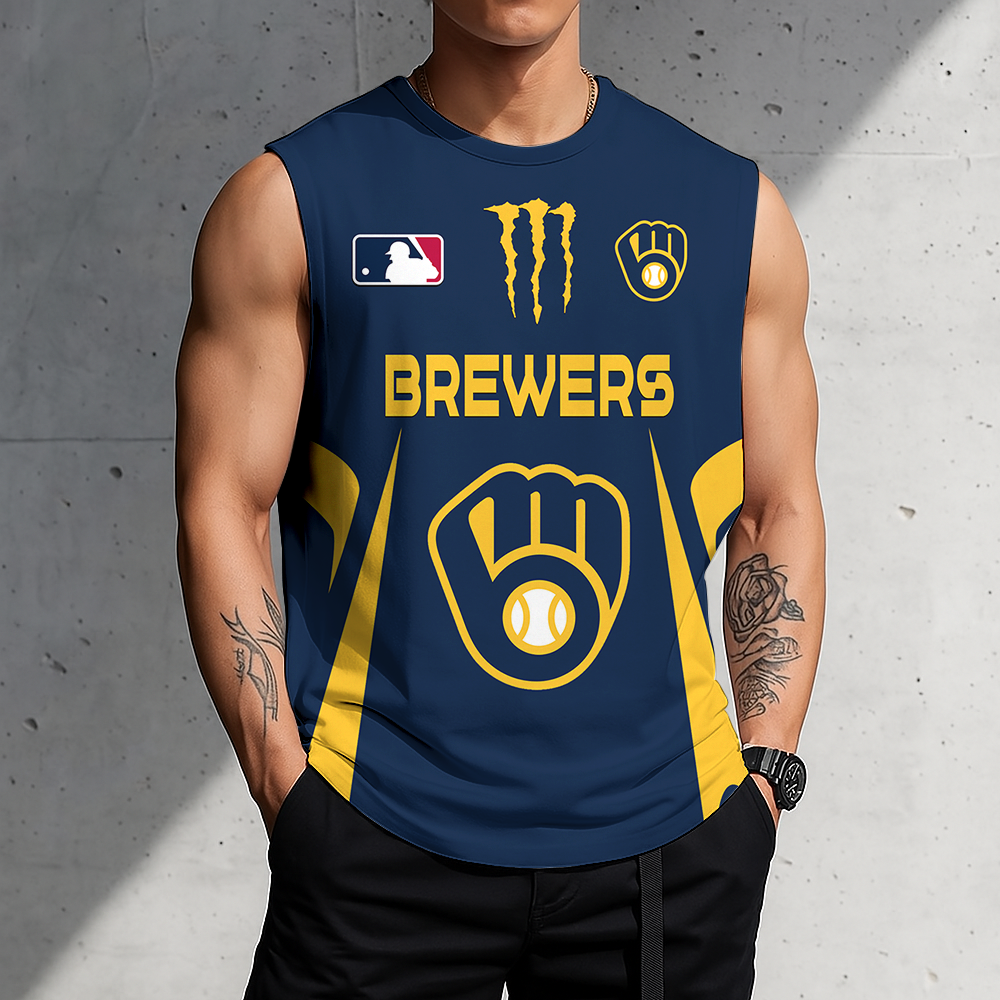 LIMITED EDITION - NEW CUSTOMIZED MLB15 MBS MILWAUKEE BREWERS MEN'S GYM SHIRT