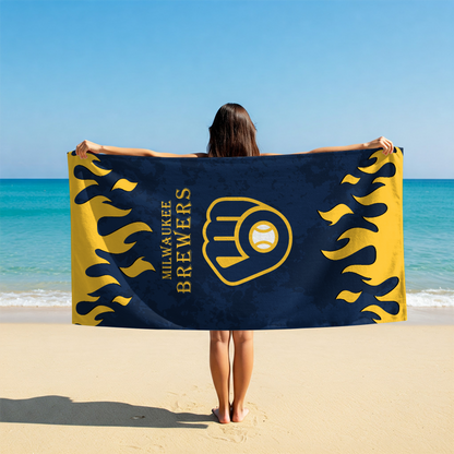LIMITED EDITION - NEW CUSTOMIZED MLB15 MBS MILWAUKEE BREWERS BEACH TOWEL FOR FAN