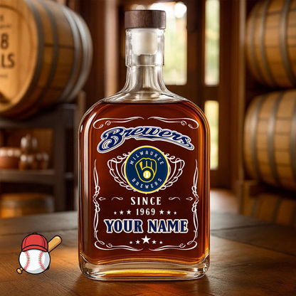 LIMITED EDITION - NEW CUSTOMIZED MLB15 MBS MILWAUKEE BREWERS LUXURY WHISKEY BOTTLE 450ML