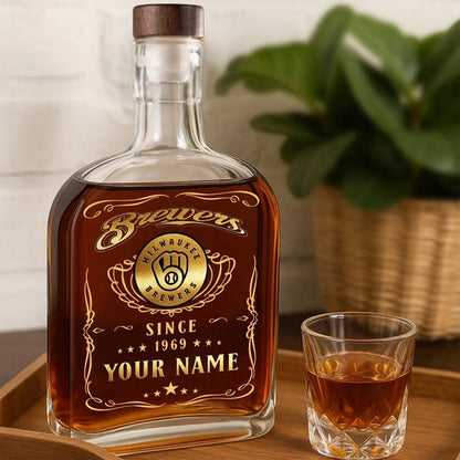 LIMITED EDITION - NEW CUSTOMIZED MLB15 MBS MILWAUKEE BREWERS LUXURY WHISKEY BOTTLE 450ML