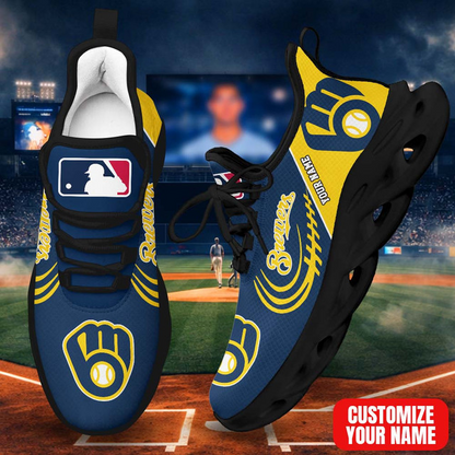 LIMITED EDITION - NEW CUSTOMIZED MLB15 MBS MILWAUKEE BREWERS PREMIUM CLUNKY SNEAKERS