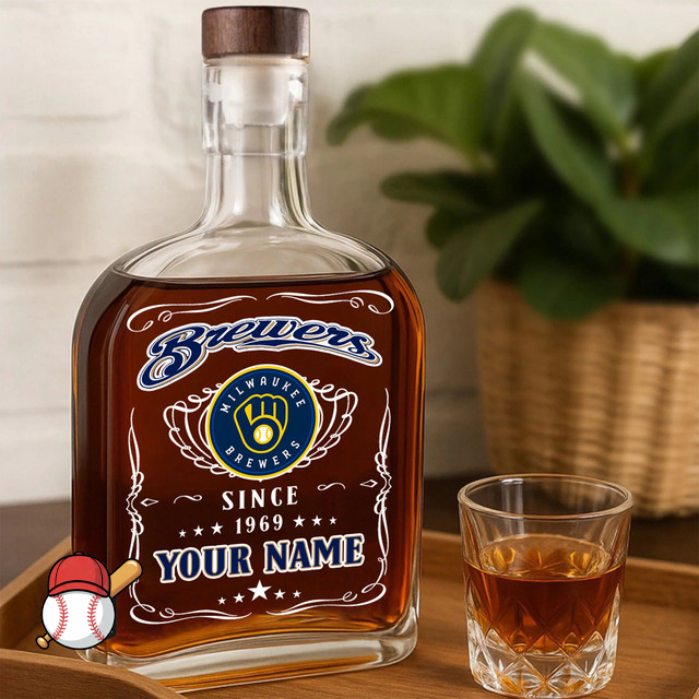 LIMITED EDITION - NEW CUSTOMIZED MLB15 MBS MILWAUKEE BREWERS LUXURY WHISKEY BOTTLE 450ML