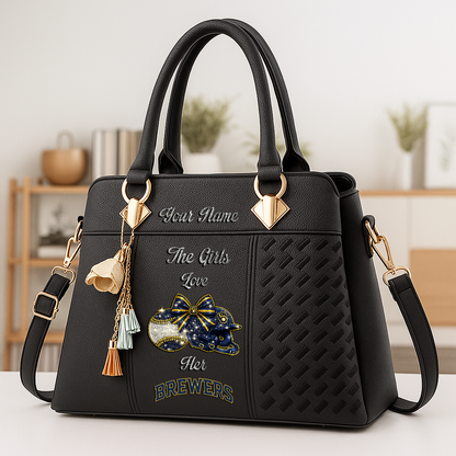 LIMITED EDITION - NEW CUSTOMIZED MLB15 MBS MILWAUKEE BREWERS ZIP HANDBAG MULTICOLOR