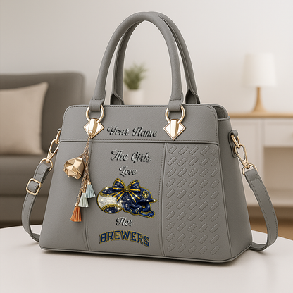 LIMITED EDITION - NEW CUSTOMIZED MLB15 MBS MILWAUKEE BREWERS ZIP HANDBAG MULTICOLOR