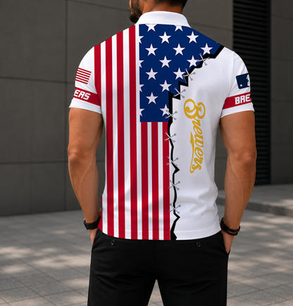 LIMITED EDITION - NEW CUSTOMIZED MLB15 MBS MILWAUKEE BREWERS POLO SHIRT, ZIP POLO SHIRT & T-SHIRTS
