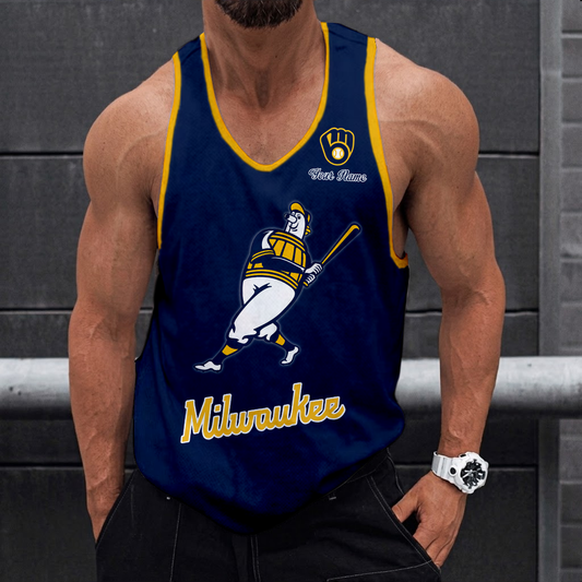 LIMITED EDITION - NEW CUSTOMIZED MLB15 MILWAUKEE BREWERS UNISEX TANK TOP