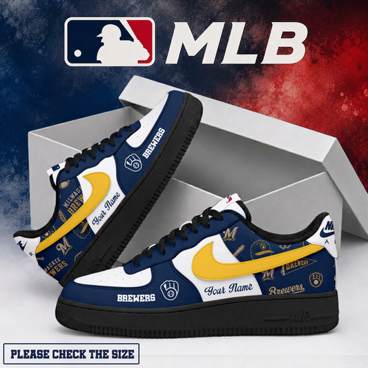LIMITED EDITION - NEW CUSTOMIZED MLB15 MBS MILWAUKEE BREWERS AF1 SHOES