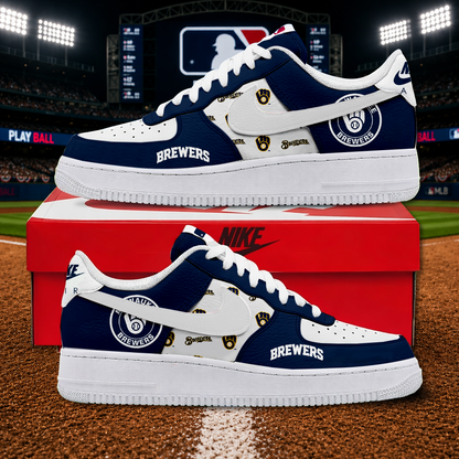 LIMITED EDITION - NEW CUSTOMIZED MLB15 MBS MILWAUKEE BREWERS AF1 SHOES