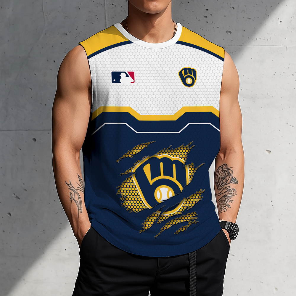 LIMITED EDITION - NEW CUSTOMIZED MLB15 MBS MILWAUKEE BREWERS MEN'S GYM SHIRT