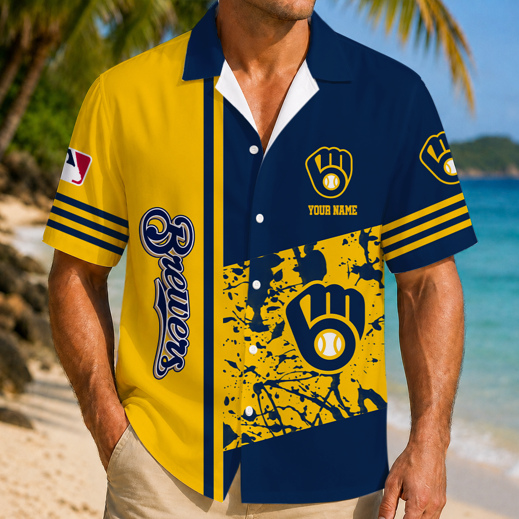 LIMITED EDITION - NEW CUSTOMIZED MLB15 MBS MILWAUKEE BREWERS UNISEX HAWAIIAN SHIRT