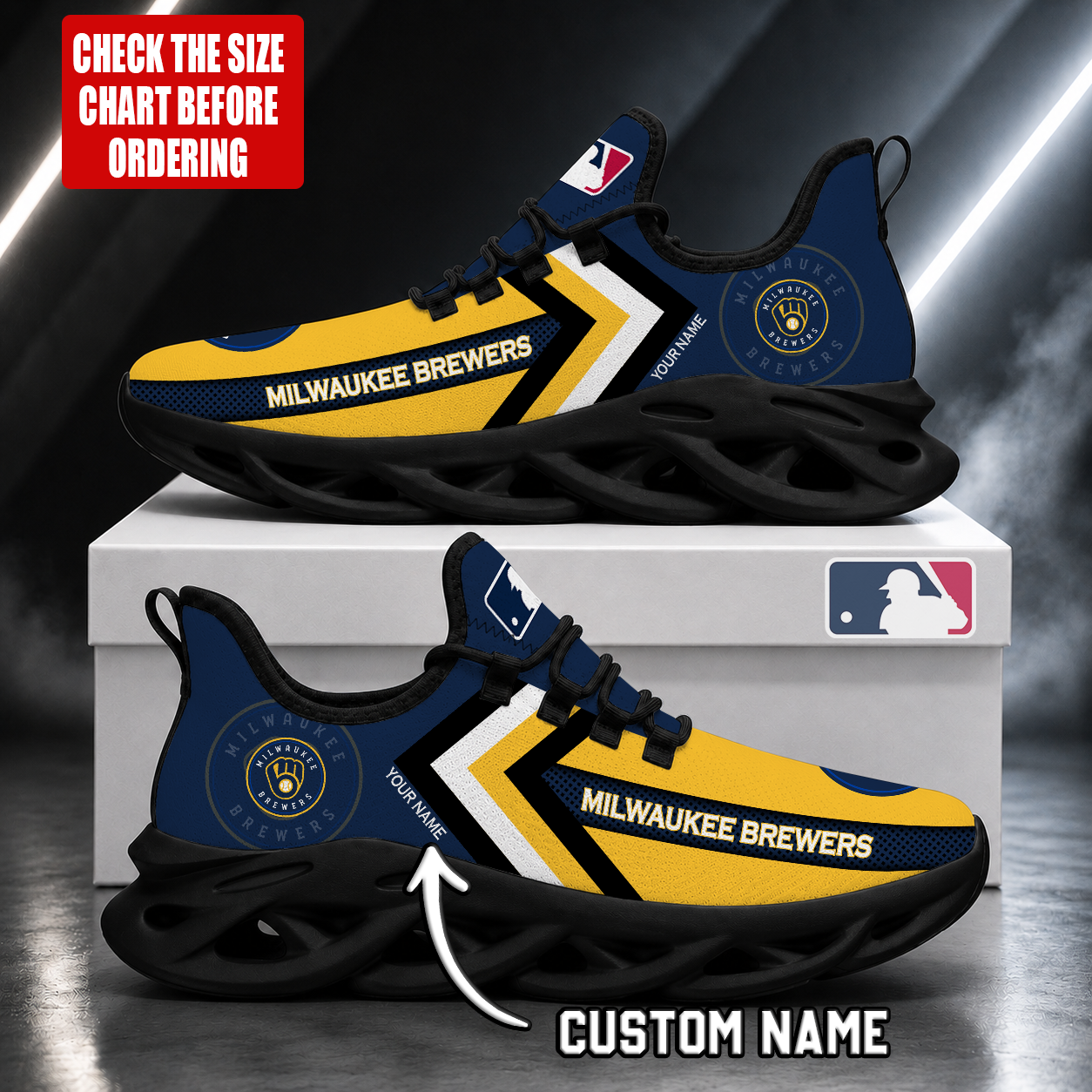 LIMITED EDITION - NEW CUSTOMIZED MLB15 MBS MILWAUKEE BREWERS MAX SOUL SHOES
