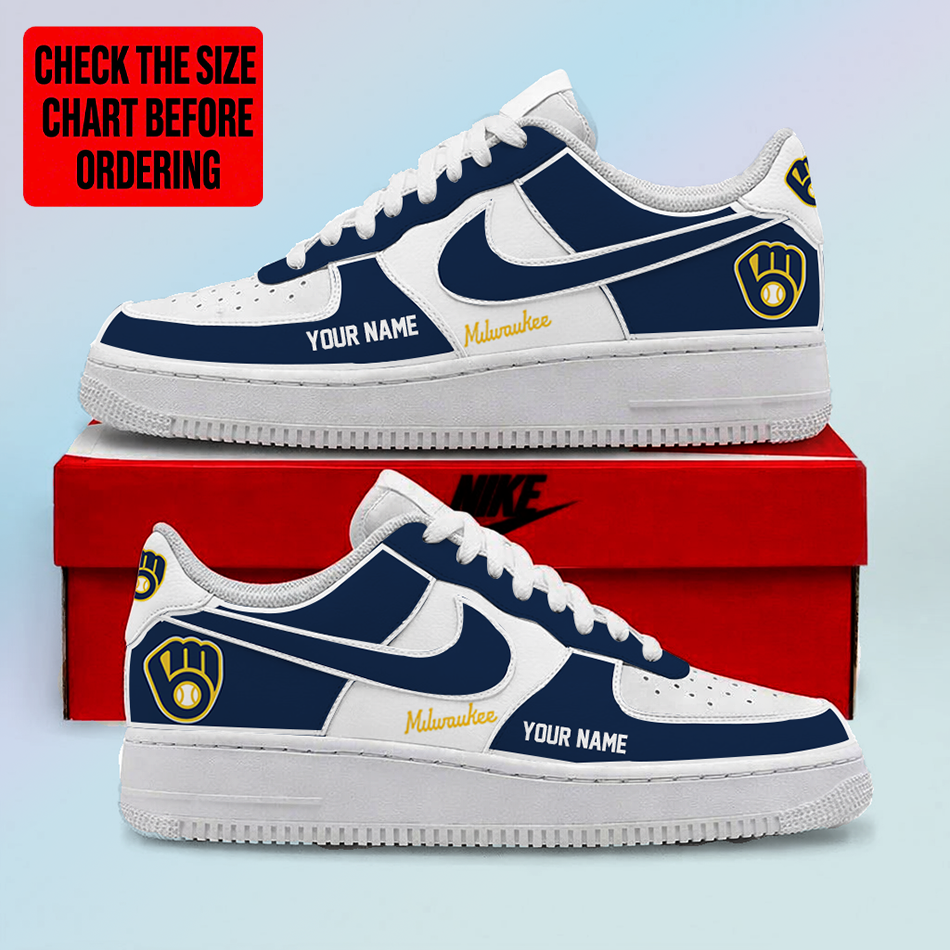 LIMITED EDITION - NEW CUSTOMIZED MLB15 MBS MILWAUKEE BREWERS AF1 SHOES