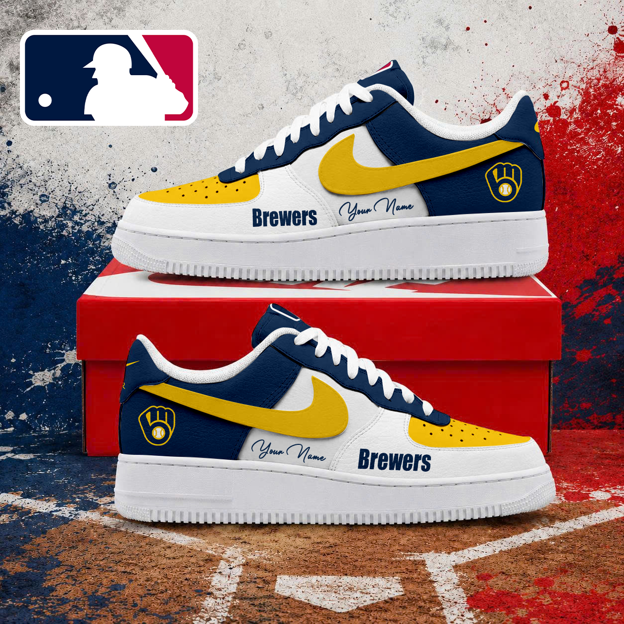 VIRAL EDITION - NEW CUSTOMIZED MLB15 MBS MILWAUKEE BREWERS AF1 SHOES