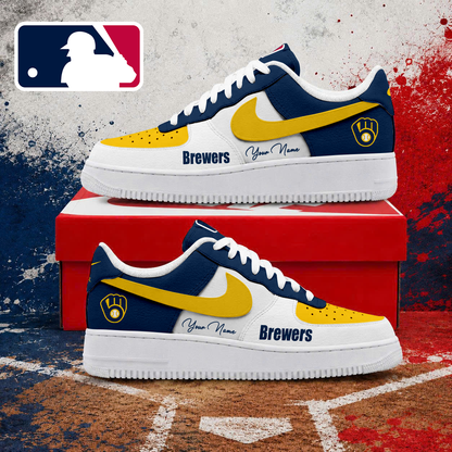 VIRAL EDITION - NEW CUSTOMIZED MLB15 MBS MILWAUKEE BREWERS AF1 SHOES