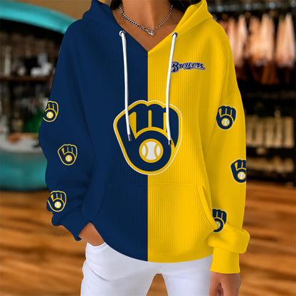 [FLASH SALE] NEW CUSTOMIZED MLB15 MBS MILWAUKEE BREWERS RIBBED HOODIE & SWEATSHIRT