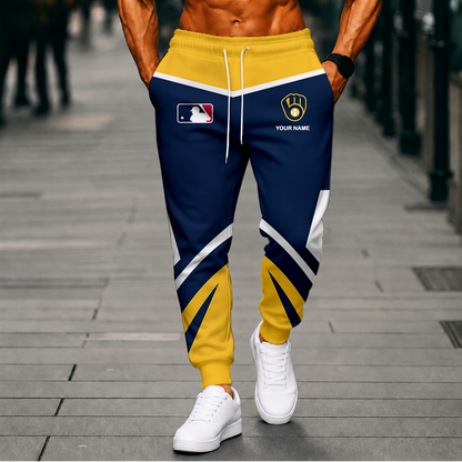 LIMITED EDITION - NEW CUSTOMIZED MLB15 MBS MILWAUKEE BREWERS SWEATPANTS