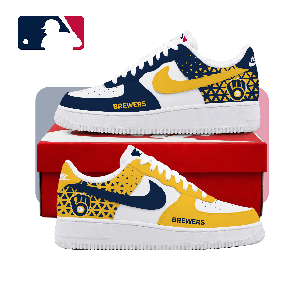 VIRAL EDITION - NEW CUSTOMIZED MLB15 MBS MILWAUKEE BREWERS AF1 SHOES