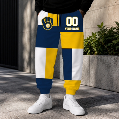 ELITE EDITION - NEW CUSTOMIZED MLB15 MBS MILWAUKEE BREWERS SWEATPANTS