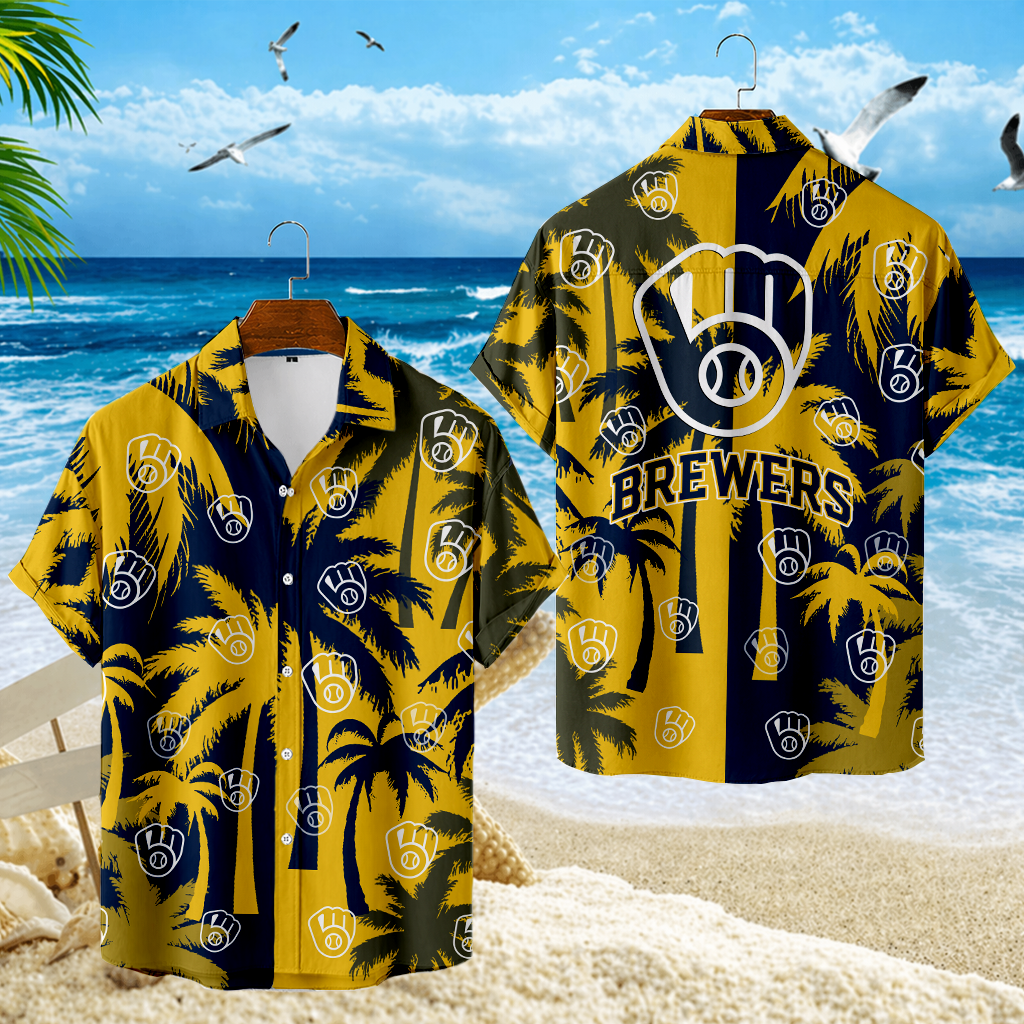 LIMITED EDITION - NEW CUSTOMIZED MLB15 MBS MILWAUKEE BREWERS UNISEX HAWAIIAN SHIRT