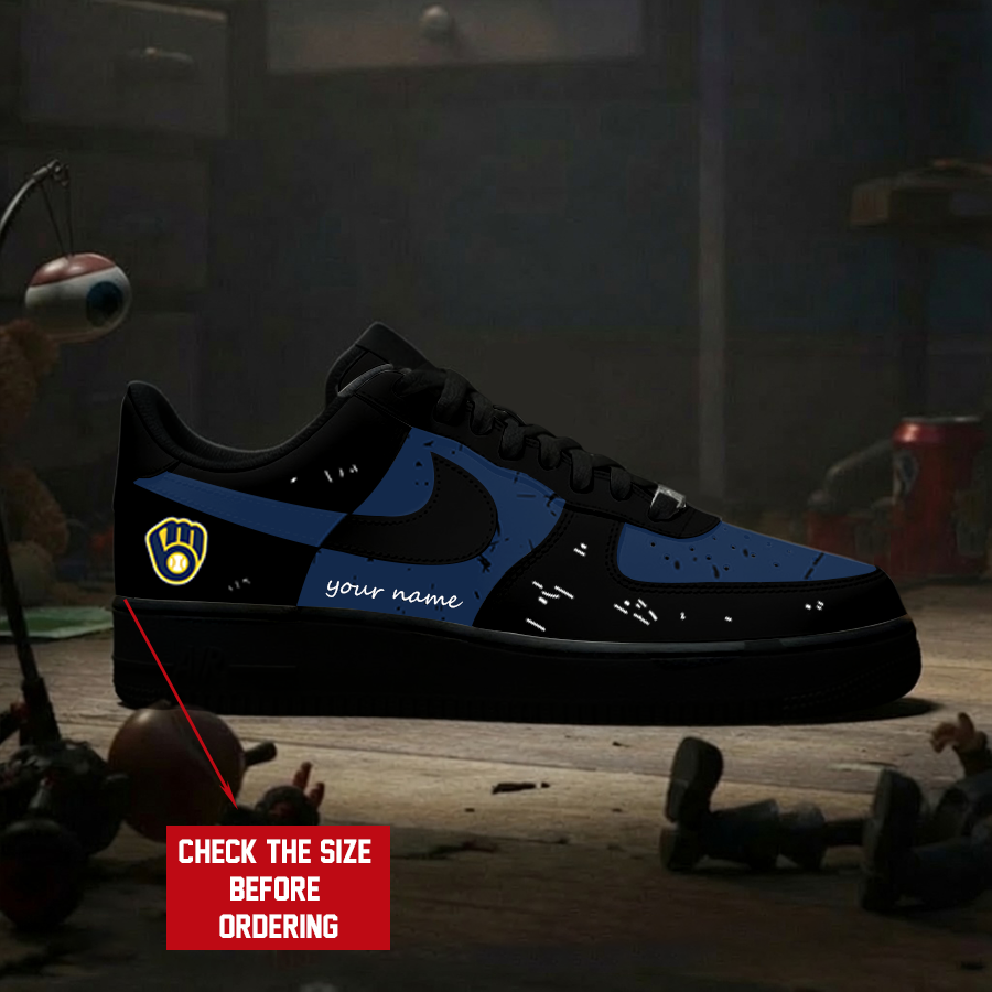 [FLASH SALE] NEW CUSTOMIZED MLB15 MBS MILWAUKEE BREWERS AF1 SHOES