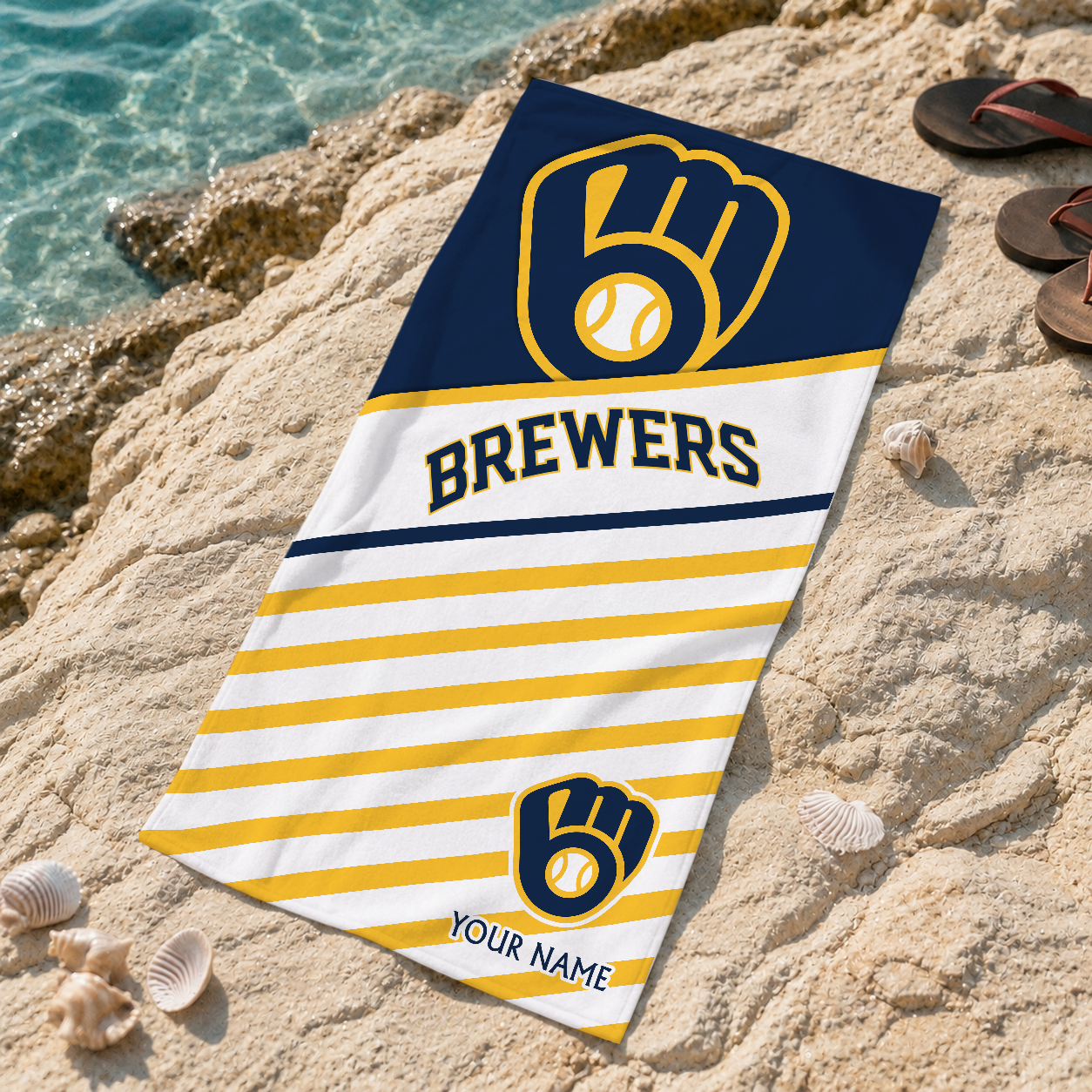 HOT DEAL - NEW CUSTOMIZED MLB15 MBS MILWAUKEE BREWERS BEACH TOWEL FOR FAN