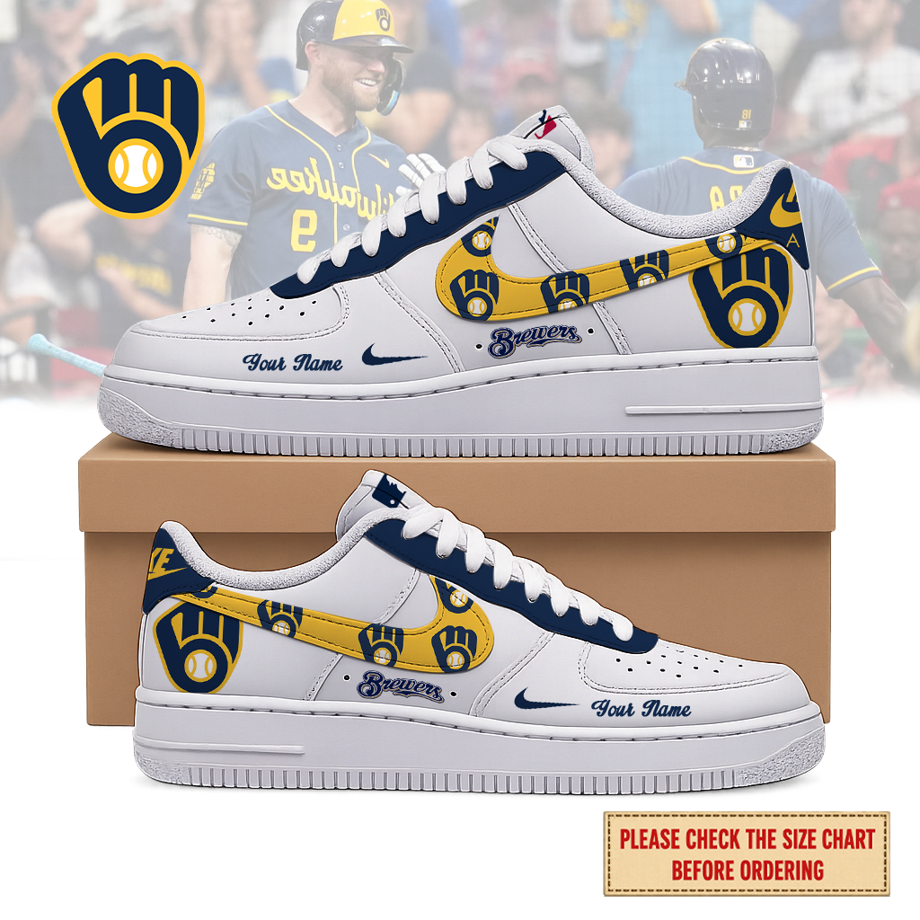 LIMITED EDITION - NEW CUSTOMIZED MLB15 MBS MILWAUKEE BREWERS AF1 SHOES