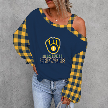[FLASH SALE] NEW CUSTOMIZED MLB15 MBS MILWAUKEE BREWERS DROP SHOULDER SWEATSHIRT
