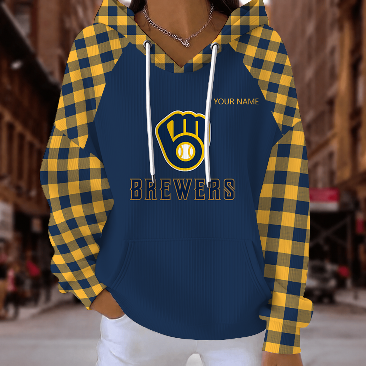 [FLASH SALE] NEW CUSTOMIZED MLB15 MBS MILWAUKEE BREWERS RIBBED HOODIE & SWEATSHIRT