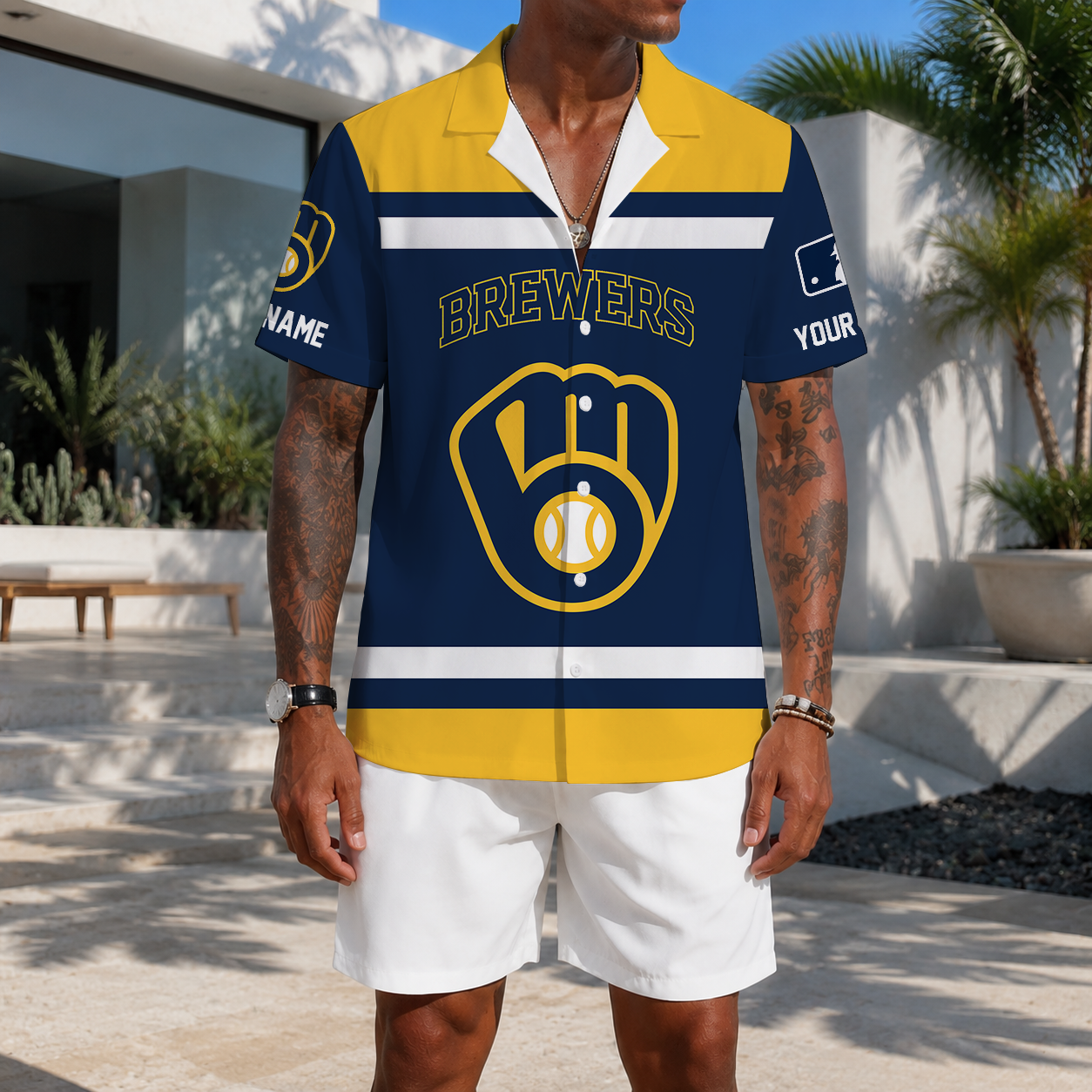 LIMITED EDITION - NEW CUSTOMIZED MLB15 MBS MILWAUKEE BREWERS UNISEX HAWAIIAN SHIRT