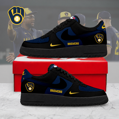 MEGA SALE - NEW CUSTOMIZED MLB15 MBS MILWAUKEE BREWERS AF1 SHOES