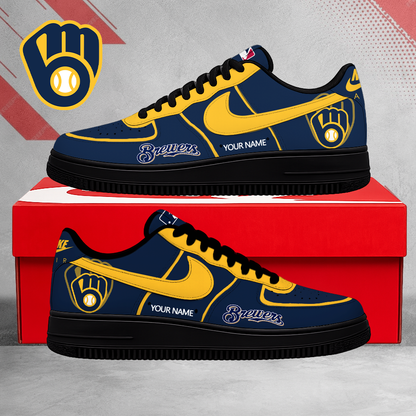 SPECIAL EDITION - NEW CUSTOMIZED MLB15 MBS MILWAUKEE BREWERS AF1 SHOES