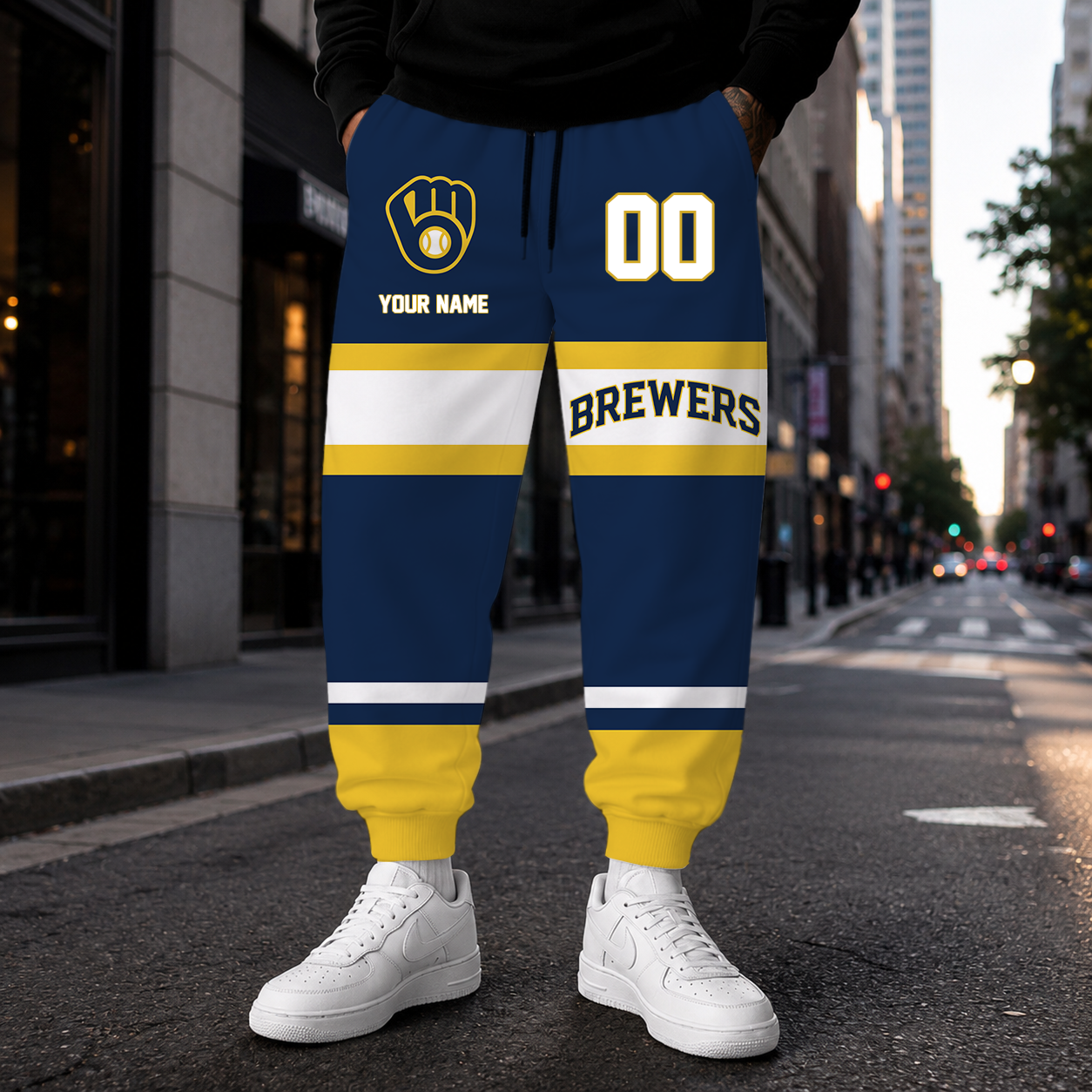 VIRAL EDITION - NEW CUSTOMIZED MLB15 MBS MILWAUKEE BREWERS SWEATPANTS