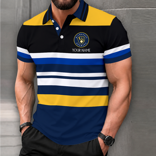 LIMITED EDITION - NEW CUSTOMIZED MLB15 MBS MILWAUKEE BREWERS POLO SHIRT, ZIP POLO SHIRT & T-SHIRTS