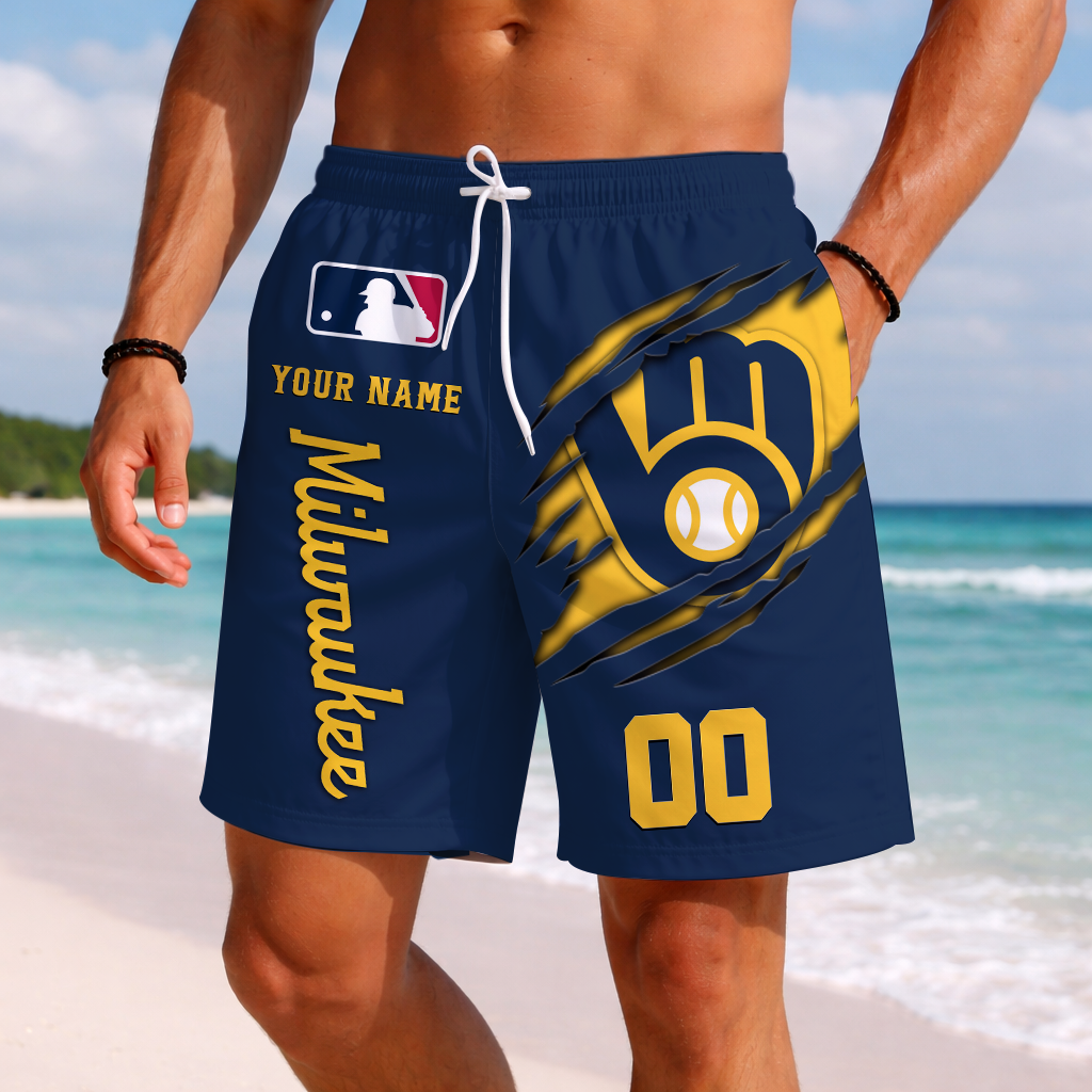 LIMITED EDITION - NEW PREMIUM MLB15 MBS MILWAUKEE BREWERS SHORT PANTS