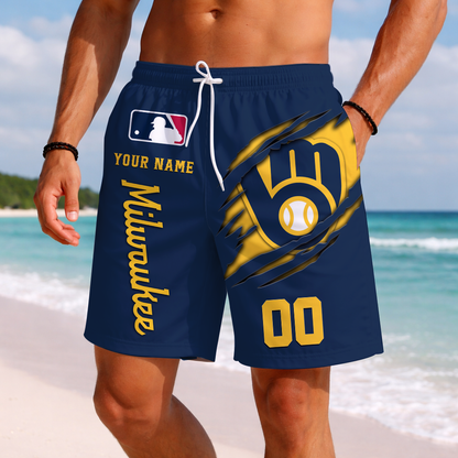 LIMITED EDITION - NEW PREMIUM MLB15 MBS MILWAUKEE BREWERS SHORT PANTS