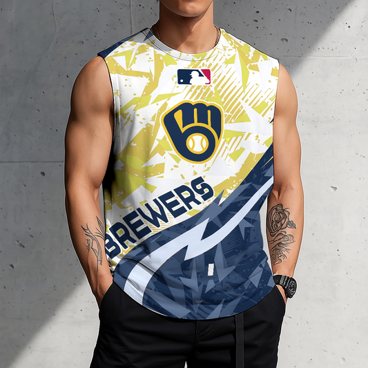 LIMITED EDITION - NEW CUSTOMIZED MLB15 MBS MILWAUKEE BREWERS TANKTOP & GYM SHIRT