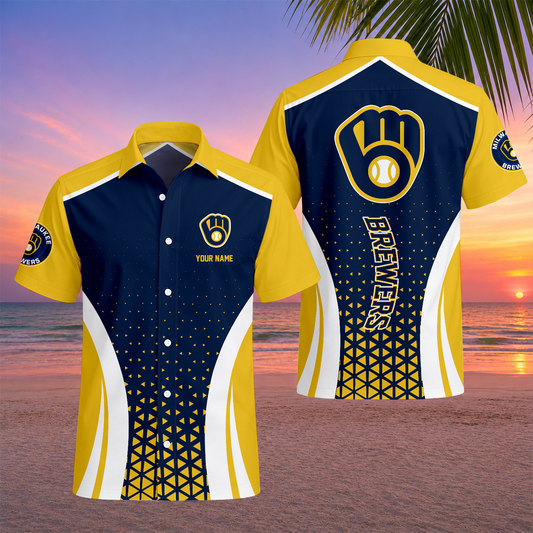 LIMITED EDITION - NEW CUSTOMIZED MLB15 MBS MILWAUKEE BREWERS UNISEX HAWAIIAN SHIRT