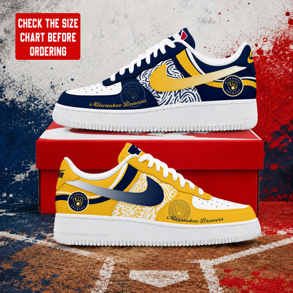 LIMITED EDITION - NEW CUSTOMIZED MLB15 MBS MILWAUKEE BREWERS AF1 SHOES