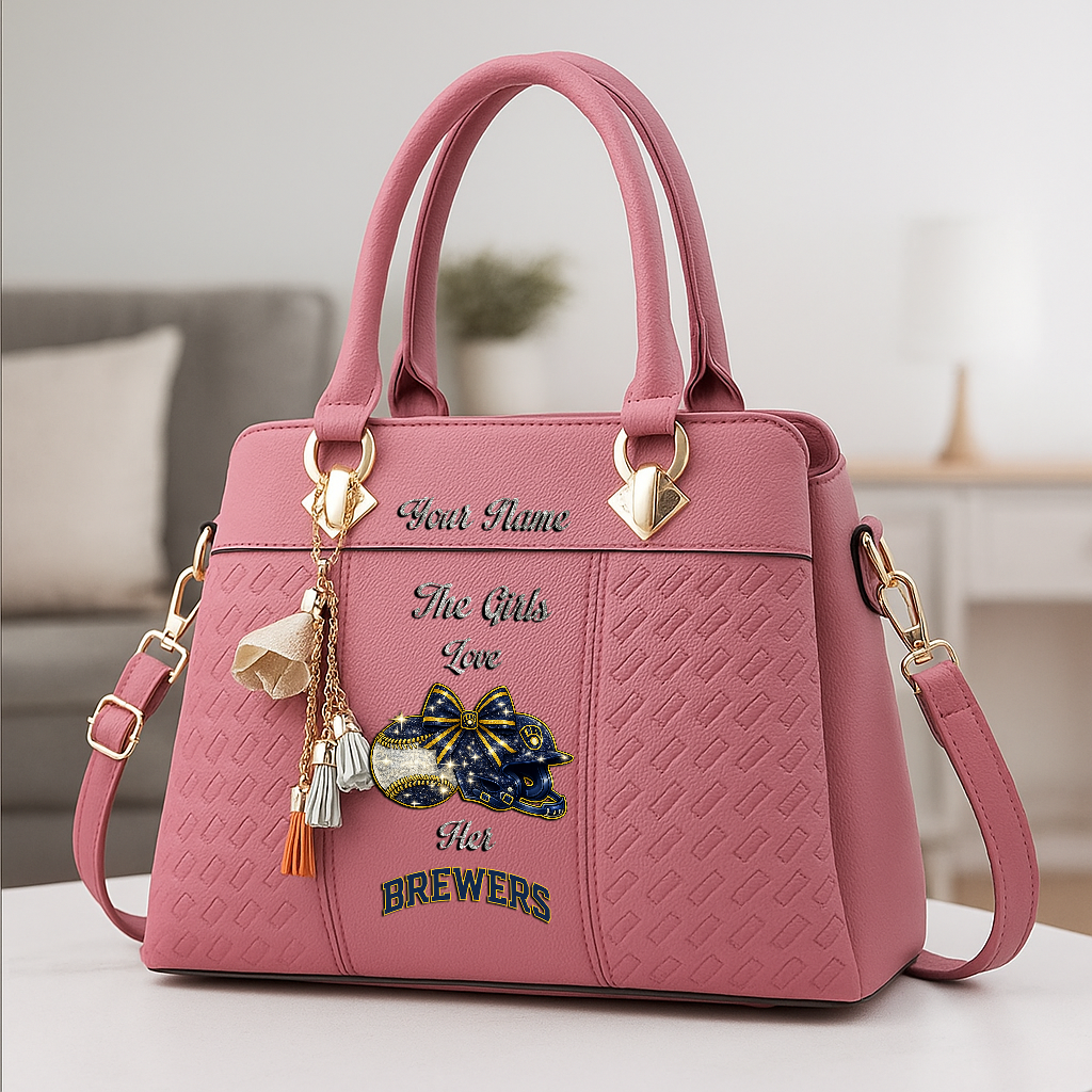 LIMITED EDITION - NEW CUSTOMIZED MLB15 MBS MILWAUKEE BREWERS ZIP HANDBAG MULTICOLOR