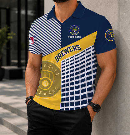 LIMITED EDITION - NEW CUSTOMIZED MLB15 MBS MILWAUKEE BREWERS POLO SHIRT
