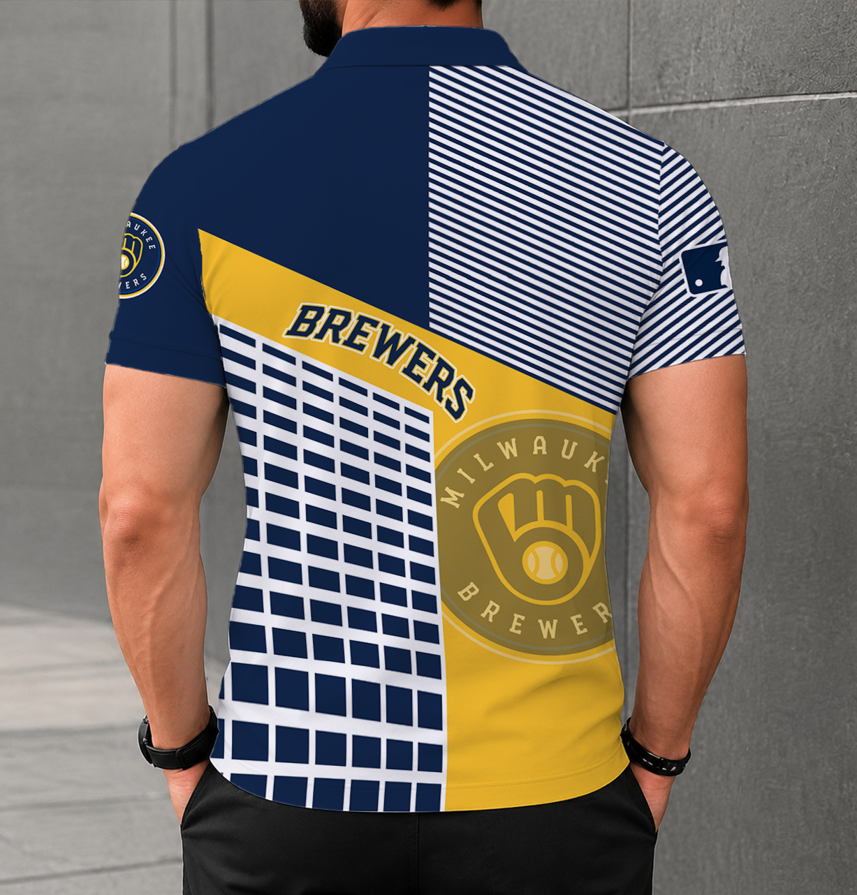 LIMITED EDITION - NEW CUSTOMIZED MLB15 MBS MILWAUKEE BREWERS POLO SHIRT